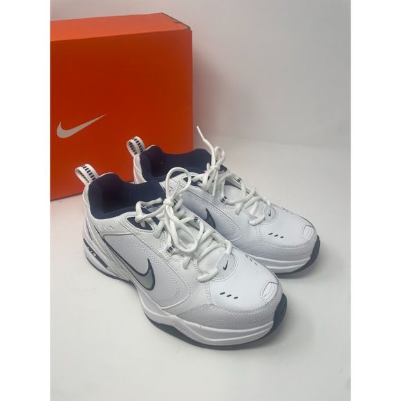 Nike Men's Wide-Width Air Monarch IV Training White / Metallic Silver Sneakers 8 - Picture 7 of 11